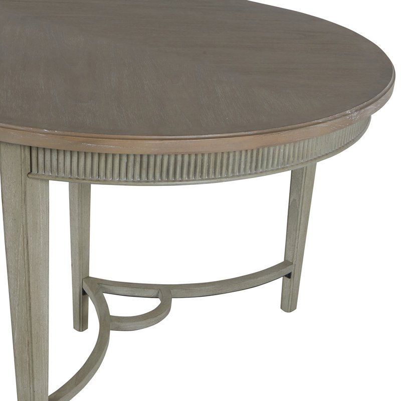 Whitlock Transitional Extendable Oval Dining Table in Beige/Gray