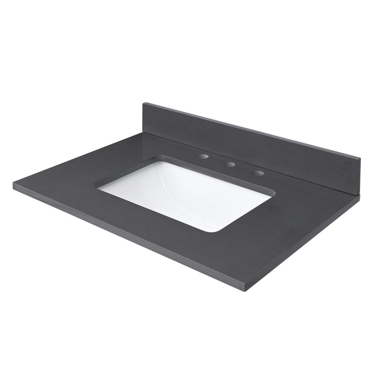 31 po Plateau en quartz avec lavabo rectangulaire, Gris Ural