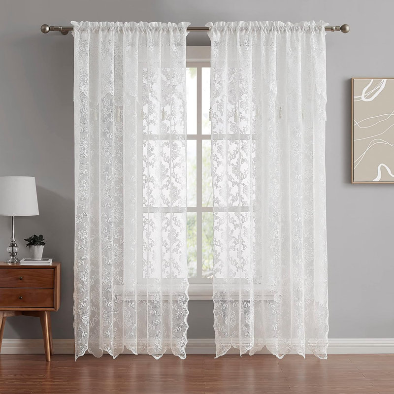 Sidnie Semi Sheer Curtain Pair, Ivory, 54" W x 96" L