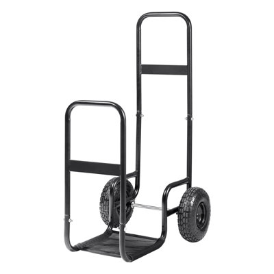 Chariot à bûches de bois de chauffage, capacité de 250 lb, transporteur de bois en acier robuste avec roues en polyuréthane et tissu Oxford imperméable, transporteur de bois de chauffage intérieur et extérieur pour foyer et foyer, noir