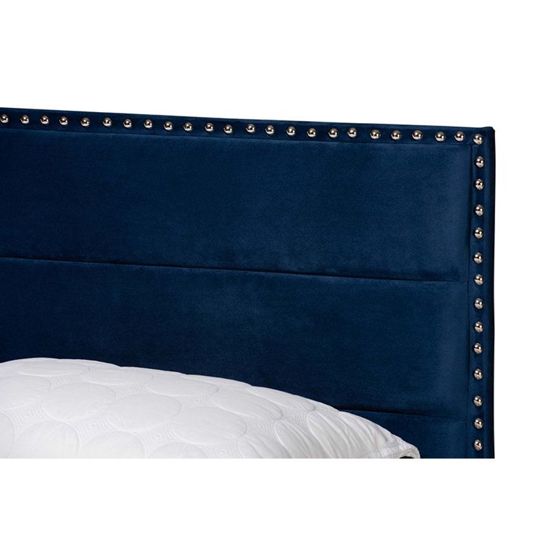 Lit à panneau tapissier Cambria, Bleu marine, Complète