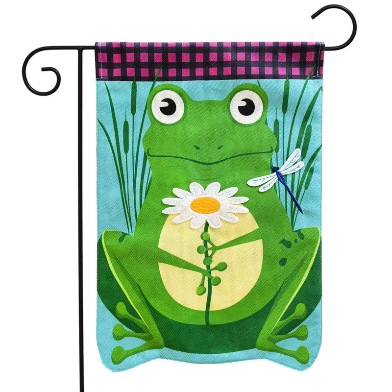 Drapeau de jardin marguerite grenouille