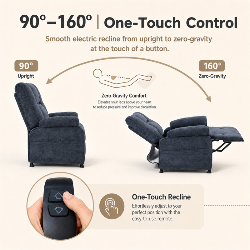 Fauteuil inclinable électrique Basic, Chenille bleu