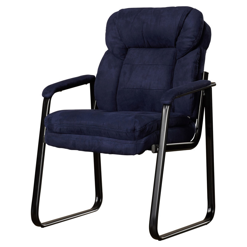 ErgoComfort Navy Microfiber Executive Side Chair with Metal Sled Base
