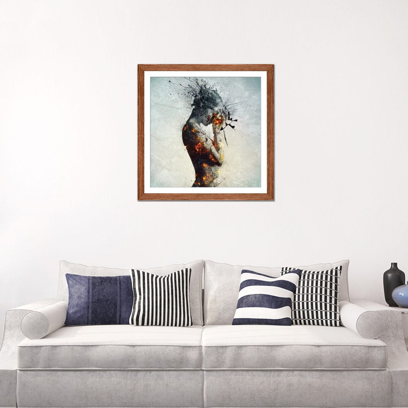 " Deliberation " by Mario Sanchez Nevado, 37" H x 37" W, Floater Framed Canvas, Classic Wood
