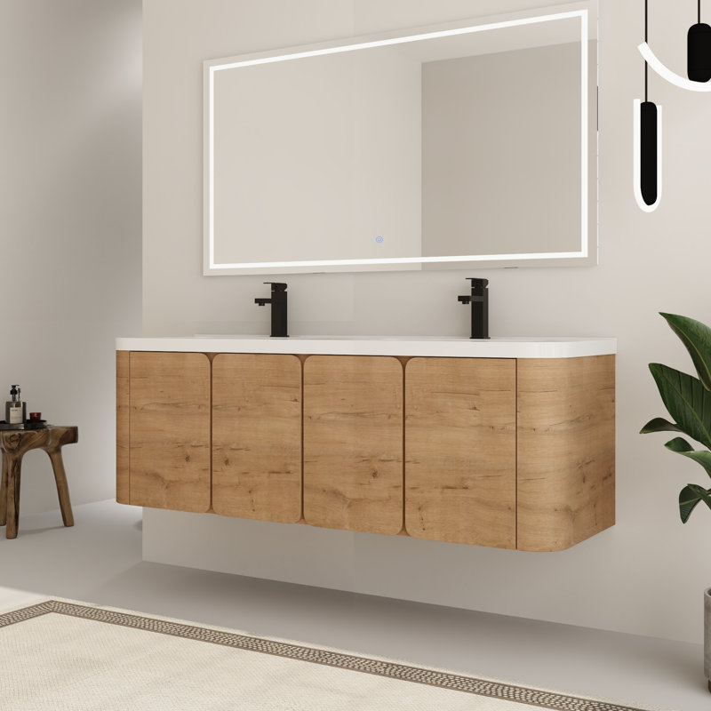 Ensemble de meuble-lavabo double 60 po avec plateau en résine Ardingly, 60"