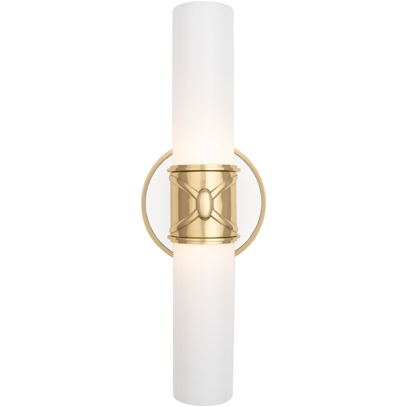 Chase 2-Light Wall Sconce - Polished Nickel, Polished Cas White -, Brass