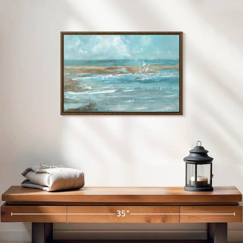 Breaking Waves IV, 19 po x 13 po, Cadre flottant en noyer