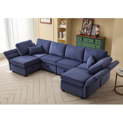 Modular Sectional Sofa With Storage Seats by Ebern Designs