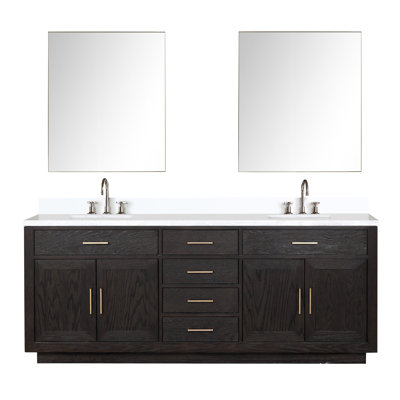 Ensemble de meuble-lavabo double 84 "avec miroir 84"