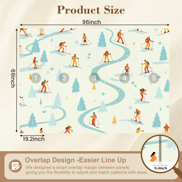 Red Barrel Studio Peel and Stick Wallpaper Skiers Winter Trail Snowy ...