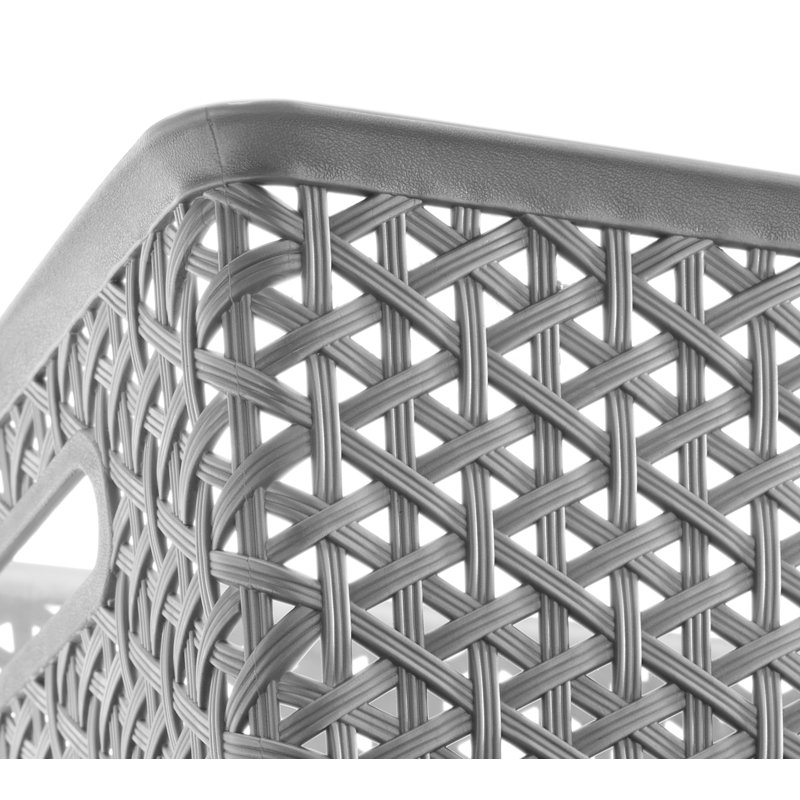 Small Silver Rectangular Resin Storage Basket