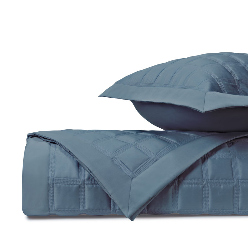 Athens 100% Cotton Sateen Coverlet, Slate Blue, King Coverlet