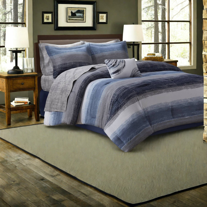 Premium Bedding Sets With Cotton Sheets, Navy Watercolor Design, Ideal For Home Use