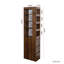 Vitrine de rangement de 180 cm de haut, tablette à 4 niveaux, 3 tiroirs latéraux et 4 petites étagères d'exposition, bibliothèque haute moderne en bois-1276400795
