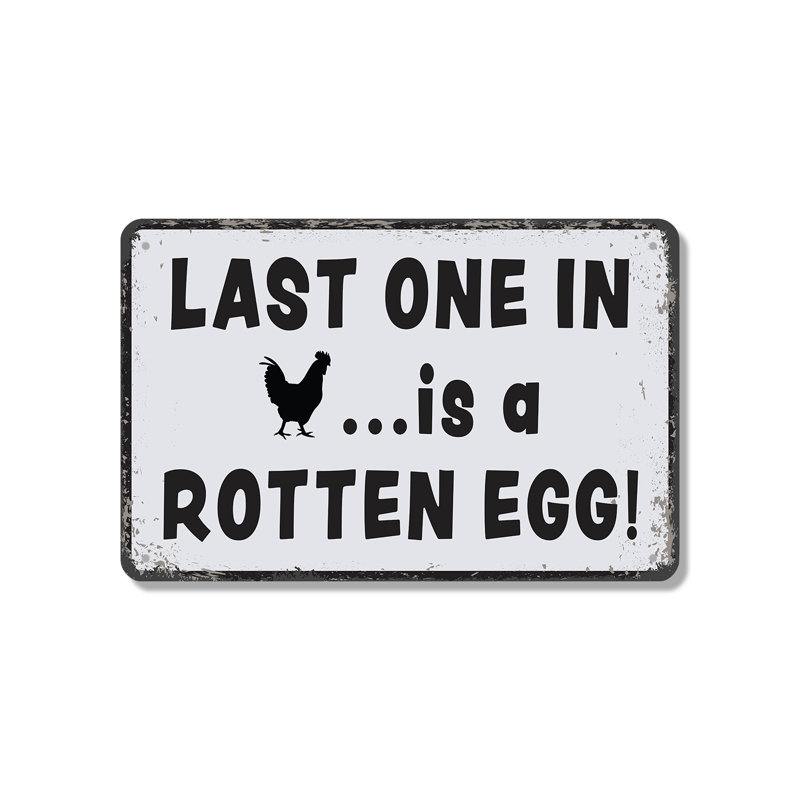 «Last One In Is A Rotten Egg» (paquet de 2) en aluminium 7 po x 10 po