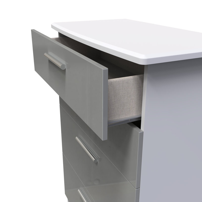 Fully Assembled Letoya 4 - Drawer Chest of Drawers, Grey Gloss