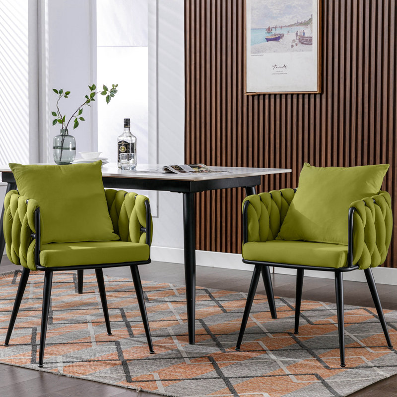Maylyn 18'' H Tufted Velvet Armchair, Olive Green
