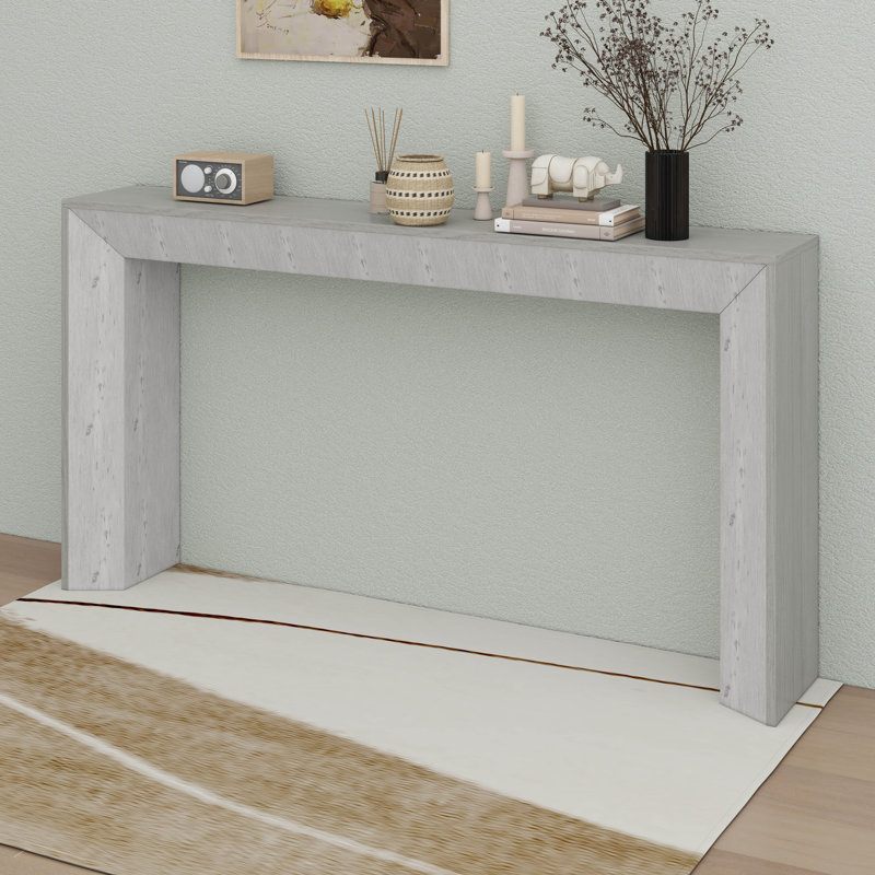 Grand console, canapé moderne en bois massif, Gris