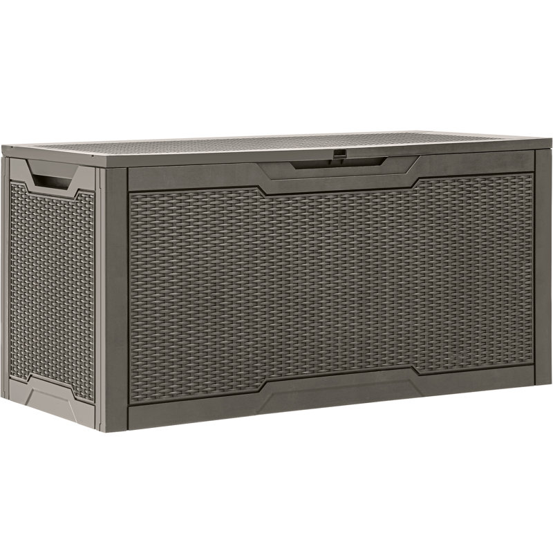Balconera 100 Gallon Resin Lockable Outdoor Deck Box, Brown