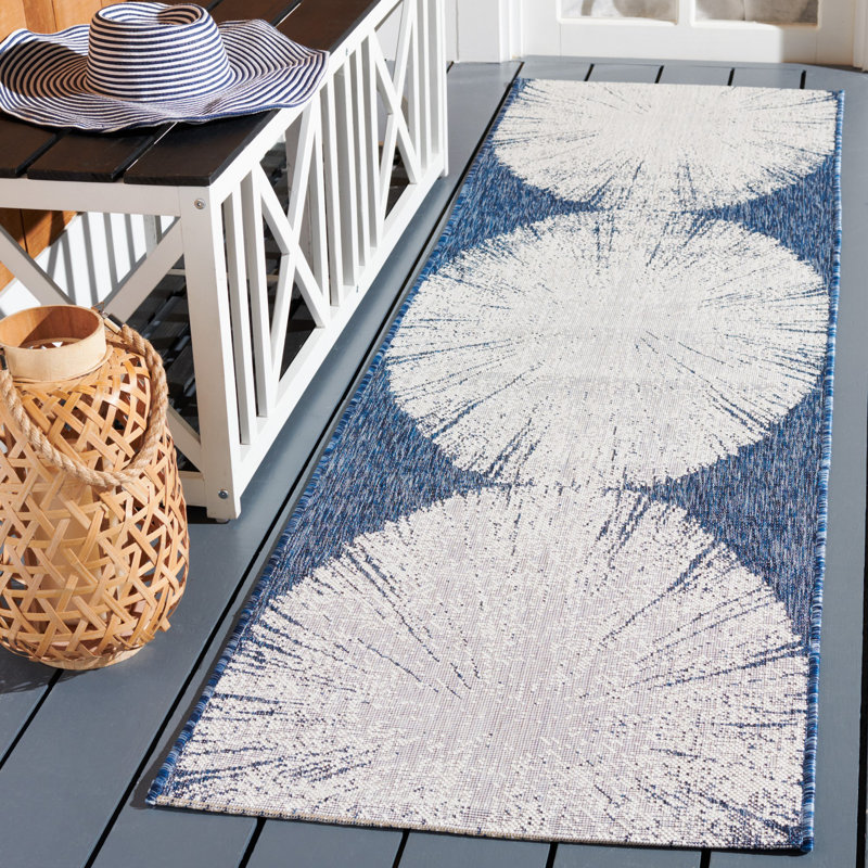 Tapis d'intérieur / extérieur Courtyard Performance Abstract, Tapis de couloir 2 pi 3 po x 8 pi