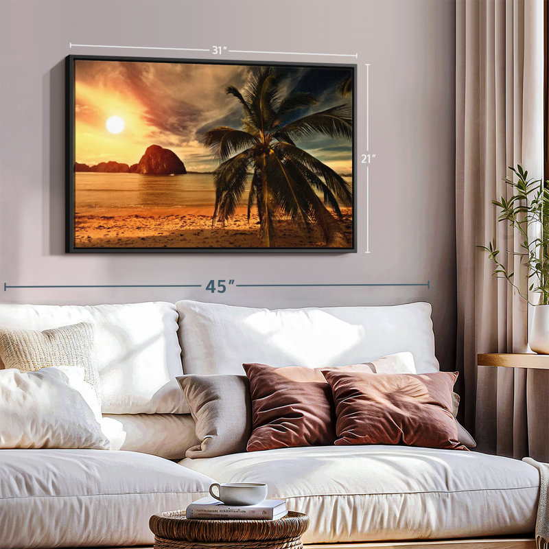 «Hot Beach Sunset Wall Art», H 31 po x l 21 po
