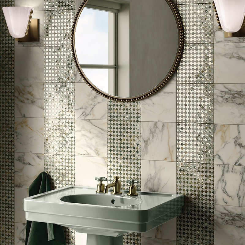 Prestige 8x8 Deco Floriana Amazzonite Porcelain Tile, Deco Floriana Amazzonite