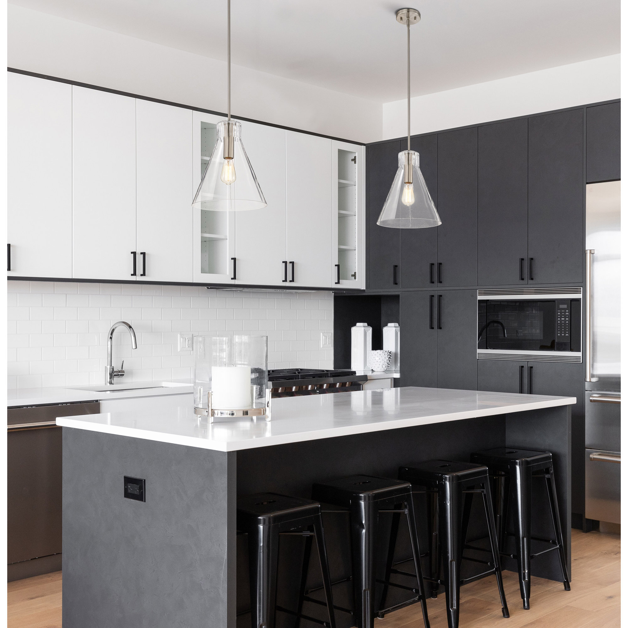 Gianna - 1 Light Medium Pendant - Brushed Nickel Finish - Clear Glass, 14" H x 12" W x 12" D, Brushed Nickel