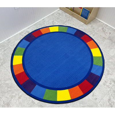 KidCarpet.com Colors Full Circle Classroom Rug, 6'x6' Round - Class 1 Fire Rated, Oeko-Tex certified commercial-grade nylon circle time rug - strong, durable edging
