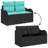  3 Piece Garden Sofa Set With Cushions Black Poly Rattan