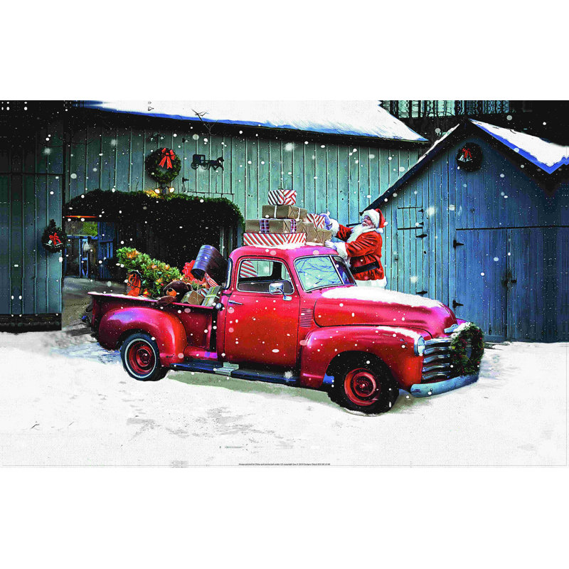 Père Noël emballant le camion 2, H 12 po x l 18 po x P 1,25 po