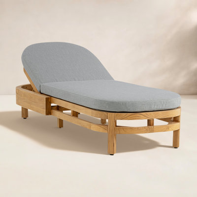 Everlee Outdoor Chaise Lounger, Sunbrella Canvas Natural FSC Teak