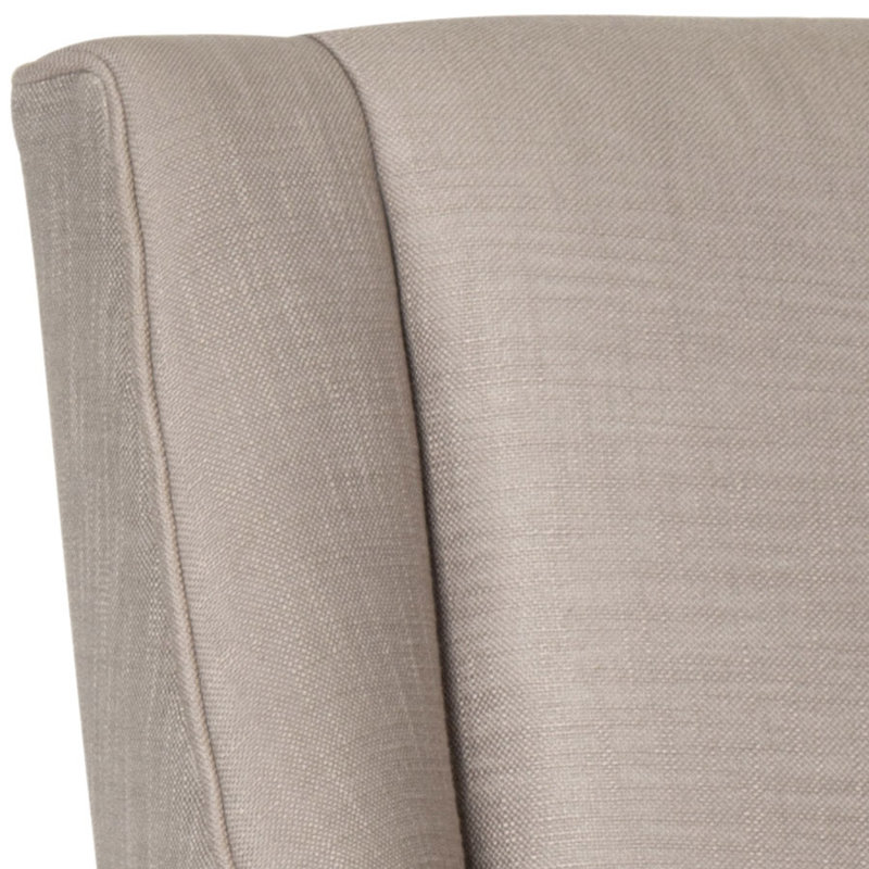 Elegant Off-White Linen Upholstered Arm Chair with Espresso Wood Legs