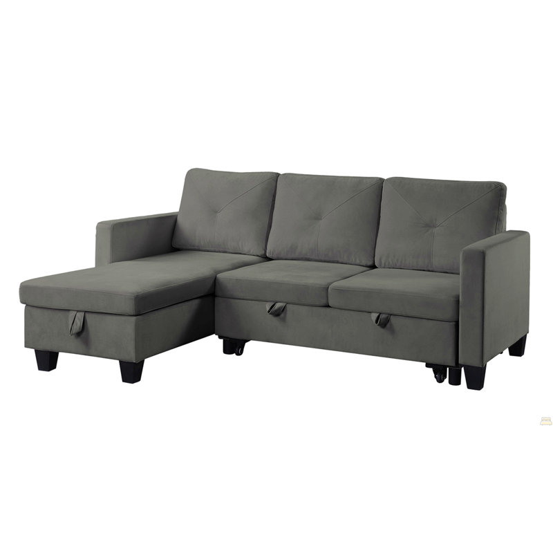 Canapé-lit modulaire en velours réversible 82,5 po Nova, Velours gris foncé