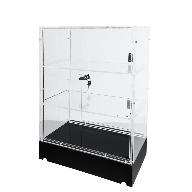 Clear Cabinet Acrylic Display Removable Shelf Case Plexiglass Showcase with Lock and Key Transparent