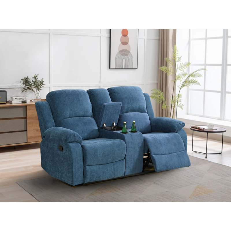 Larain Recliner, Navy Cotton Blend