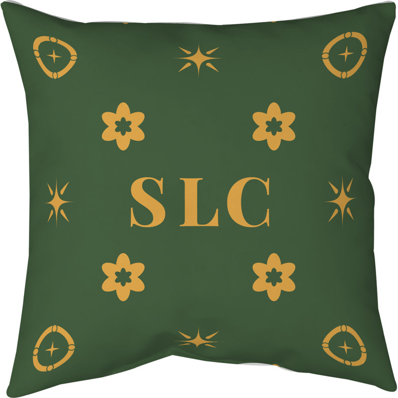 Coussin en coton Salt Lake City, Salt Lake City or / vert, H 26 po x l 26 po