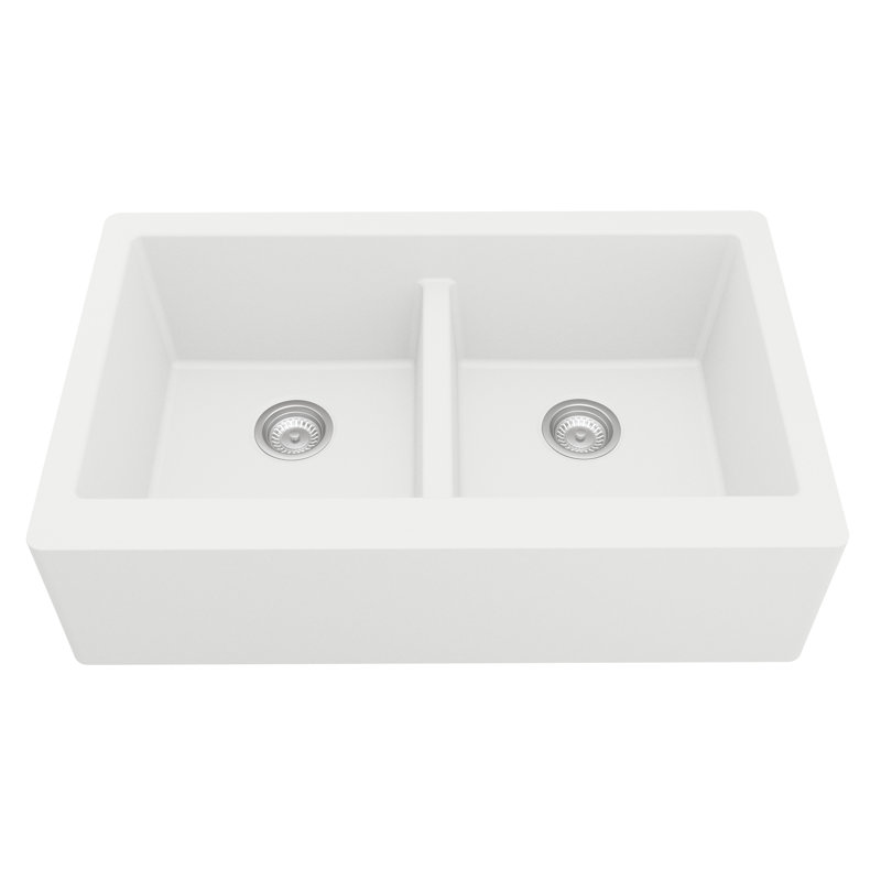Évier de cuisine Karran Quartz, Blanc, Noir mat