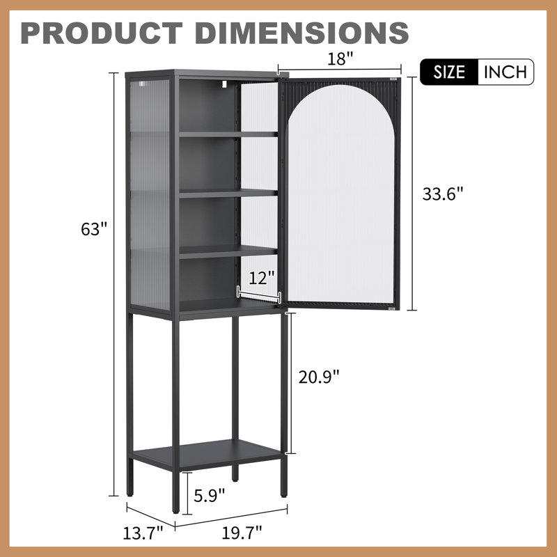 5-Tier Cube Bookshelf Storage Cabinet with 3 Adjustable Shelves, Black