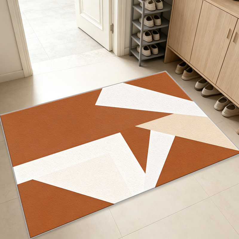 Rust Geometric carpet-easy to clean, machine-washable, soft and comfortable; suitable for door mats, kitchens, living rooms, bedrooms, corridors, and laundry areas. Easy to clean, durable carpet for home decoration.