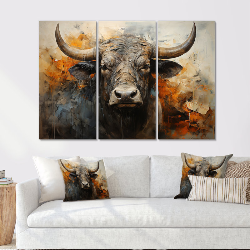 «Hindu Cow S Quiet Grace», ensemble d'art mural sur toile de l'hindouisme, H 28 po x l 36 po