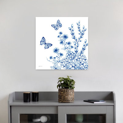 Contemporary Art Contemporary Butterfly Flower Art by Yvette St. Amant - Wrapped Canvas Print