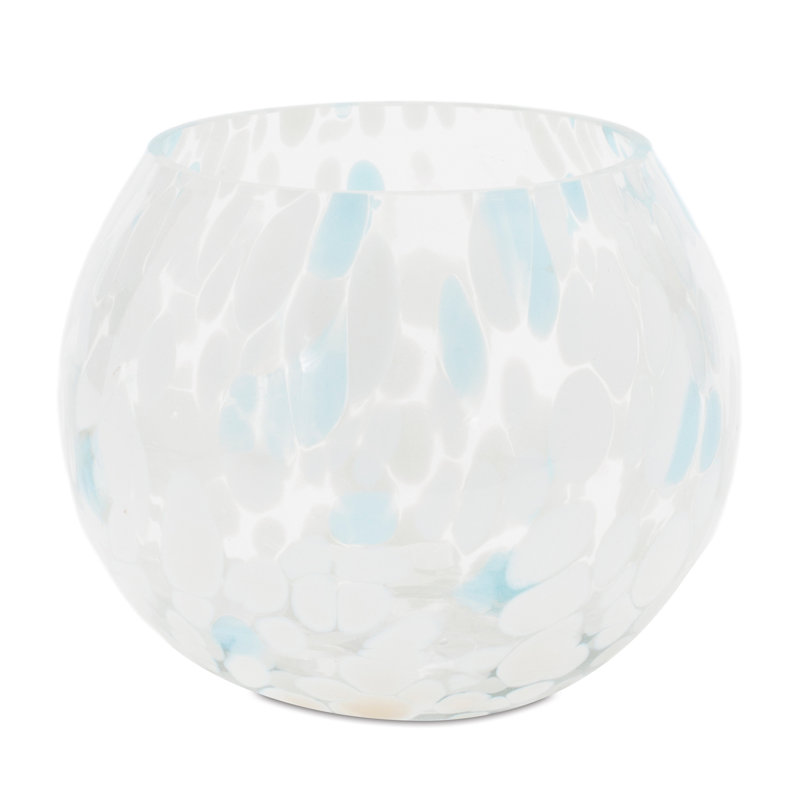 Painted Glass Candle Holder Vase, 4" H x 4.75" W x 4.75" D