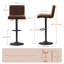 Modern Suede Height Adjustable Bar Stool with Low Back & Footrest 360 Swivel Kitchen Counter Stool-1967011314