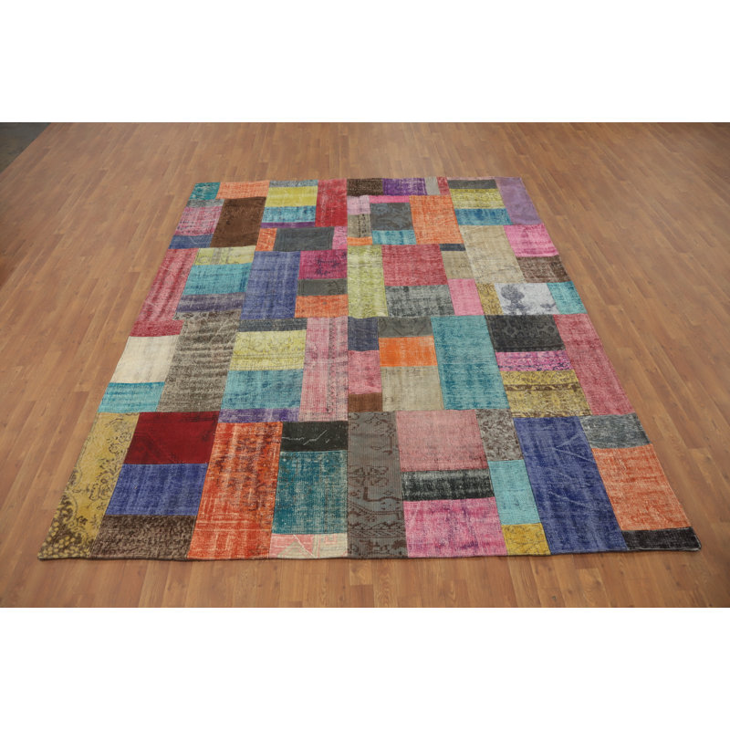 Multicolor Wool Patchwork Distressed Area Rug 8x10