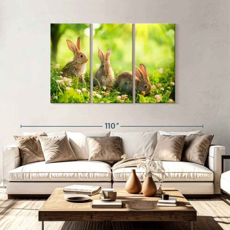 Brampt Rabbits By The Meadow, H 48 po x l 74 po