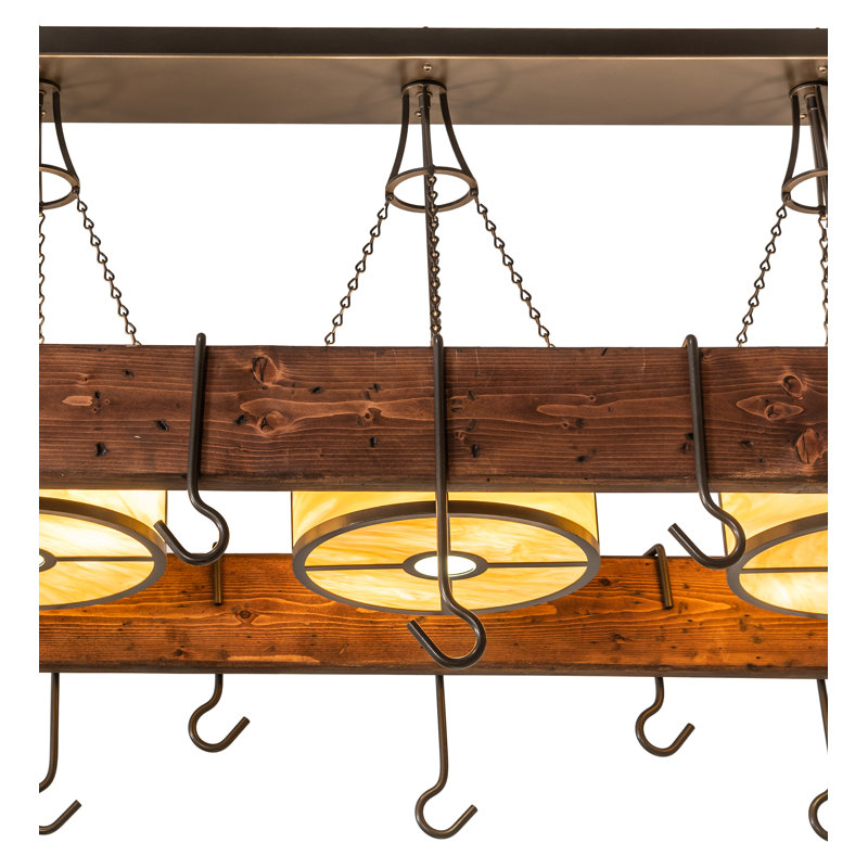 60" Long Steamboat 3 Light Pot Rack