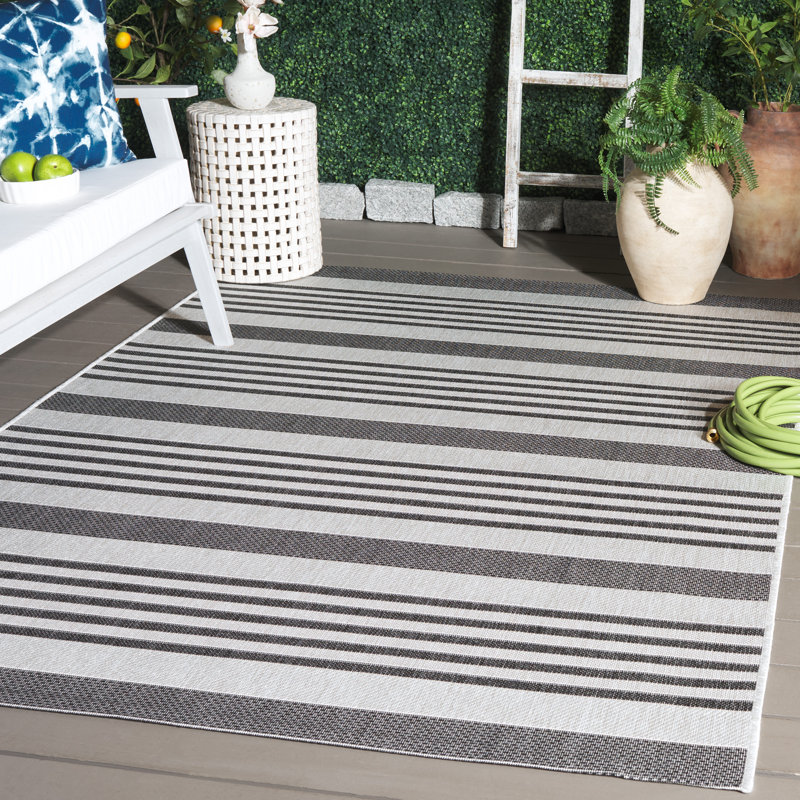 Tapis d'intérieur / extérieur à rayures Mar Quart Performance, Rectangle 5 pi 3 po x 7 pi 6 po