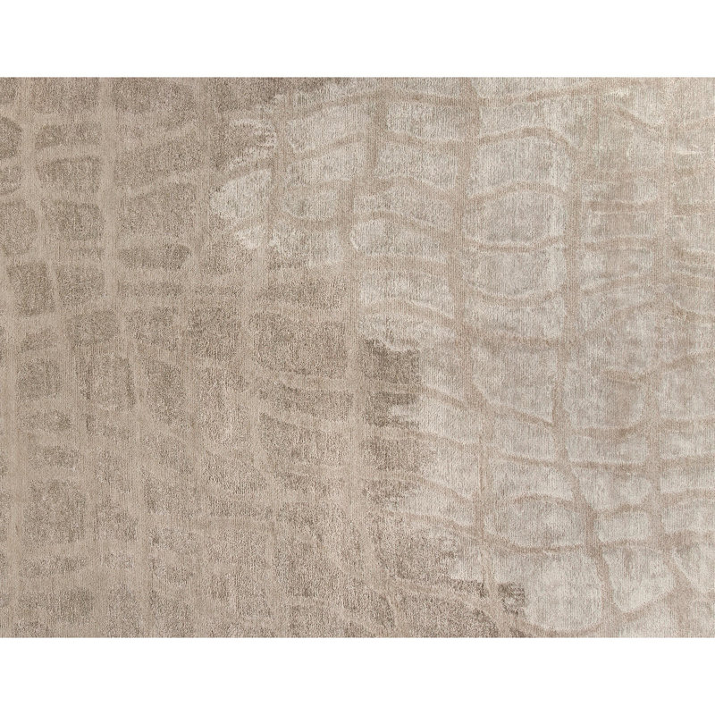 Hand Knotted Geometric Area Rug in Brown, Rectangle 9' x 12'