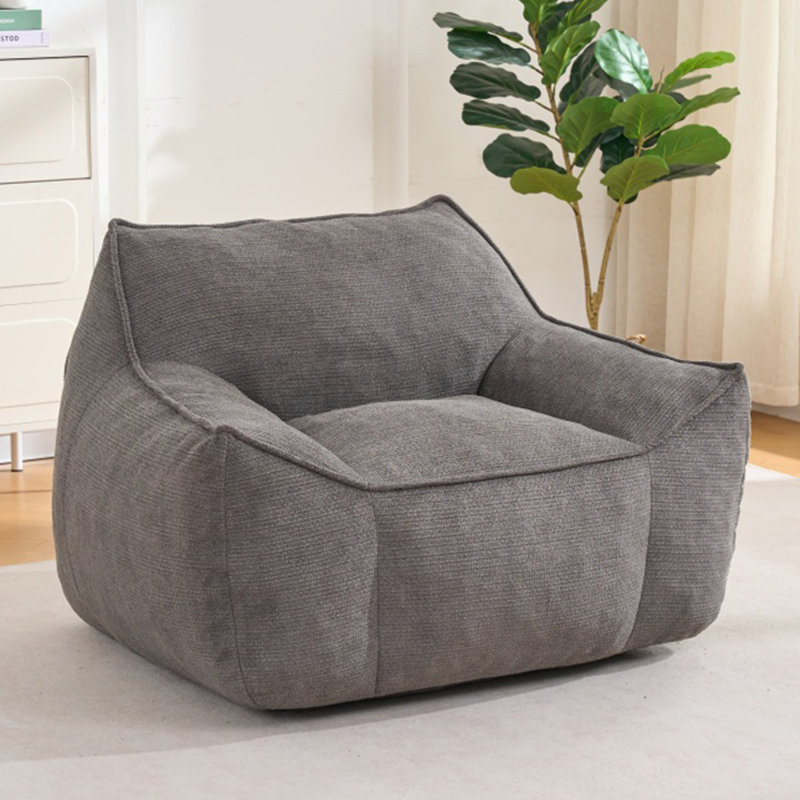 Fauteuil à billes géant pour adultes UUKRAVE, canapé surdimensionné en fausse fourrure avec accoudoirs et rembourrage, fauteuil de lecture confortable pour chambre à coucher, salon, salle de jeux (GRIS FONCÉ)
